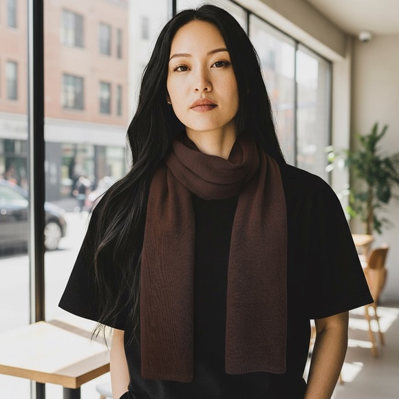 Zara Rich Brown Oversized Scarf Unisex 14x82 - Picture 4 of 5